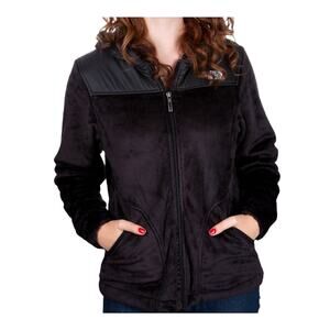 The North Face Womens Fleece Hooded Zip Front Slant Zip Pockets Jacket Size SP